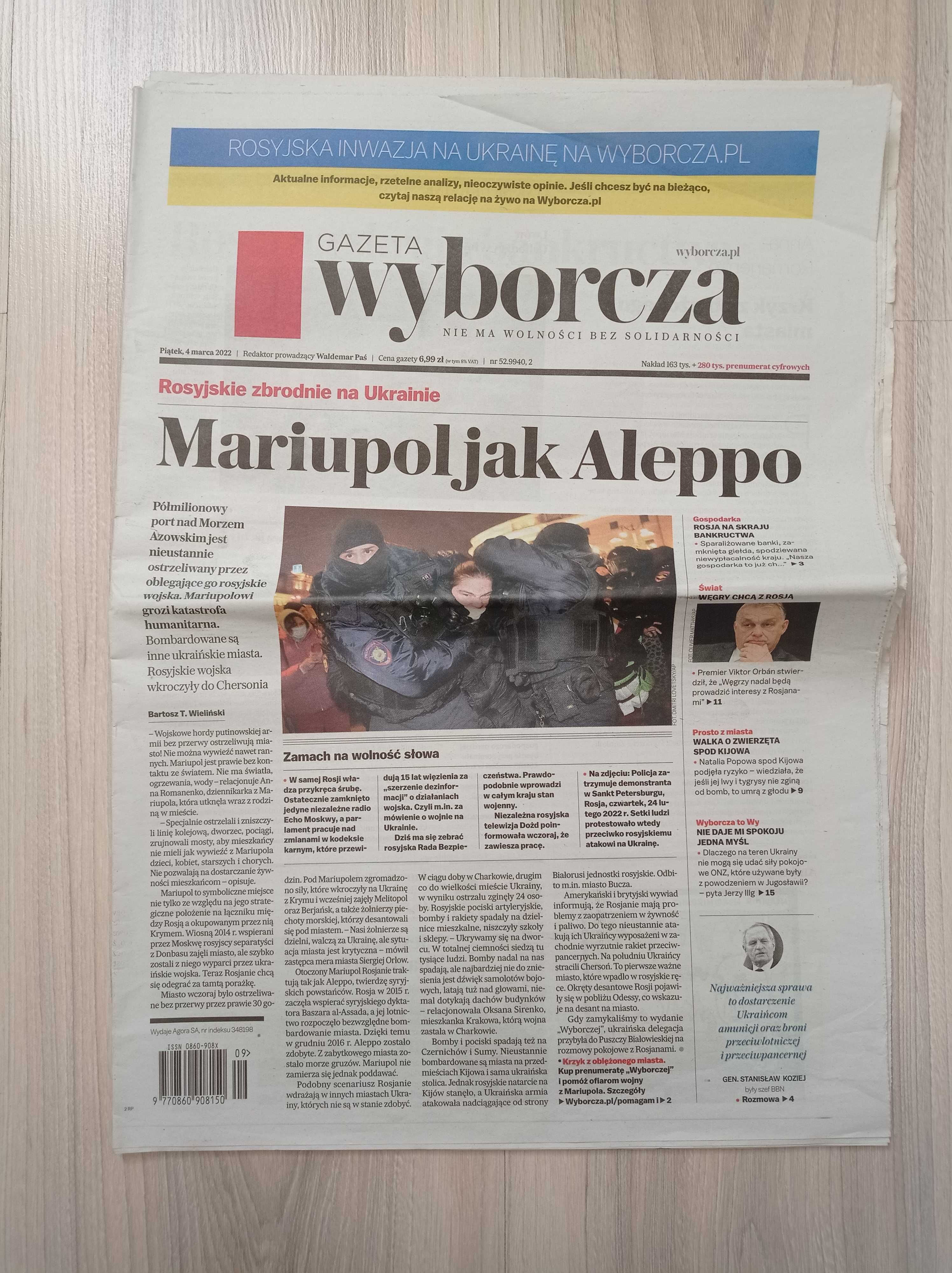 Gazeta Wyborcza, marzec 2022