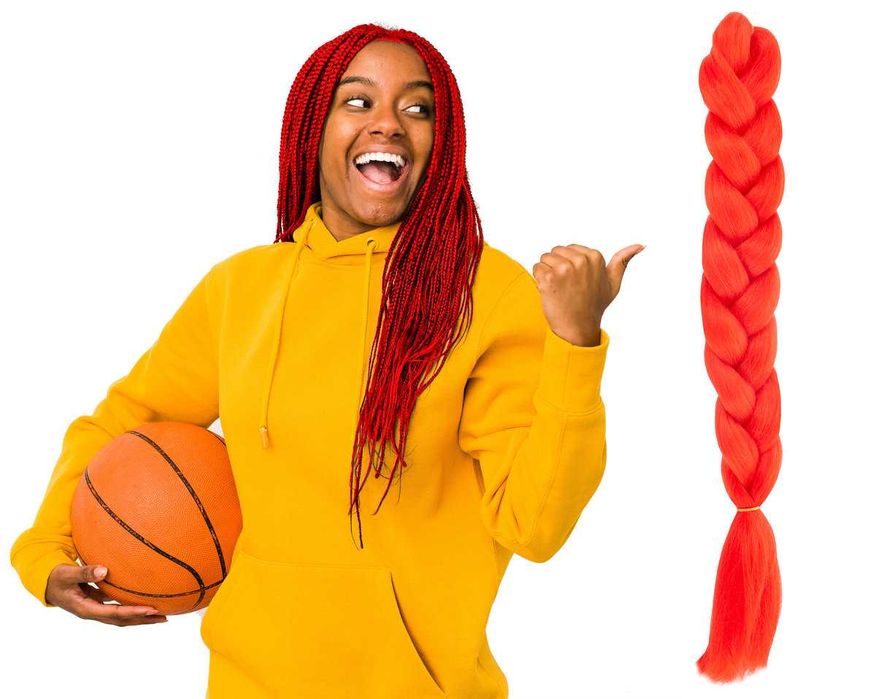 Włosy Syntetyczne warkoczyki dredy proste 60 cm czerwone