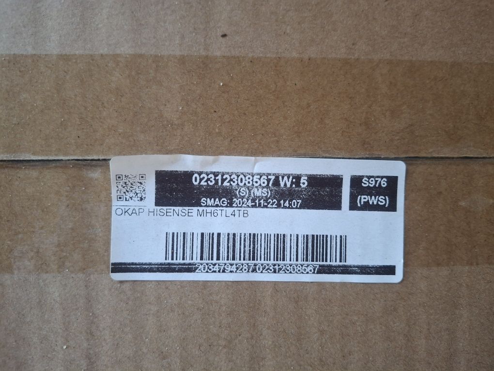 Okap HISENSE MH6TL4TB Czarny 450m3/h 71dB klasa C