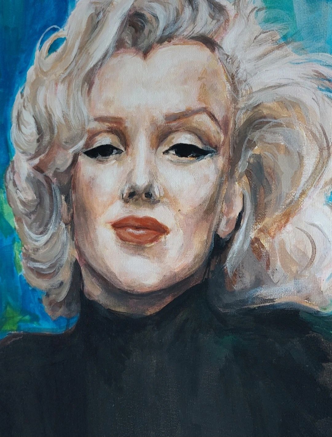 Obraz na płótnie Marilyn Monroe akryl niebieskie tło duży