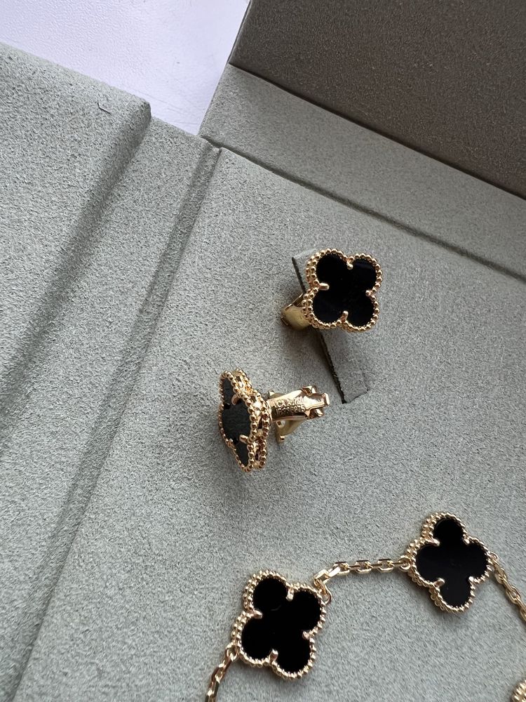 Набор Ван Клиф Van Cleef сережки цепочка браслет