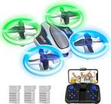 Mini dron z kamerą HD 720p+ LED + 3 baterie dla dzieci i dorosłych