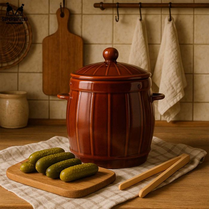 Pojemnik garnek ceramiczny kamionka 4 L na ogórki, kapustę wzór 2