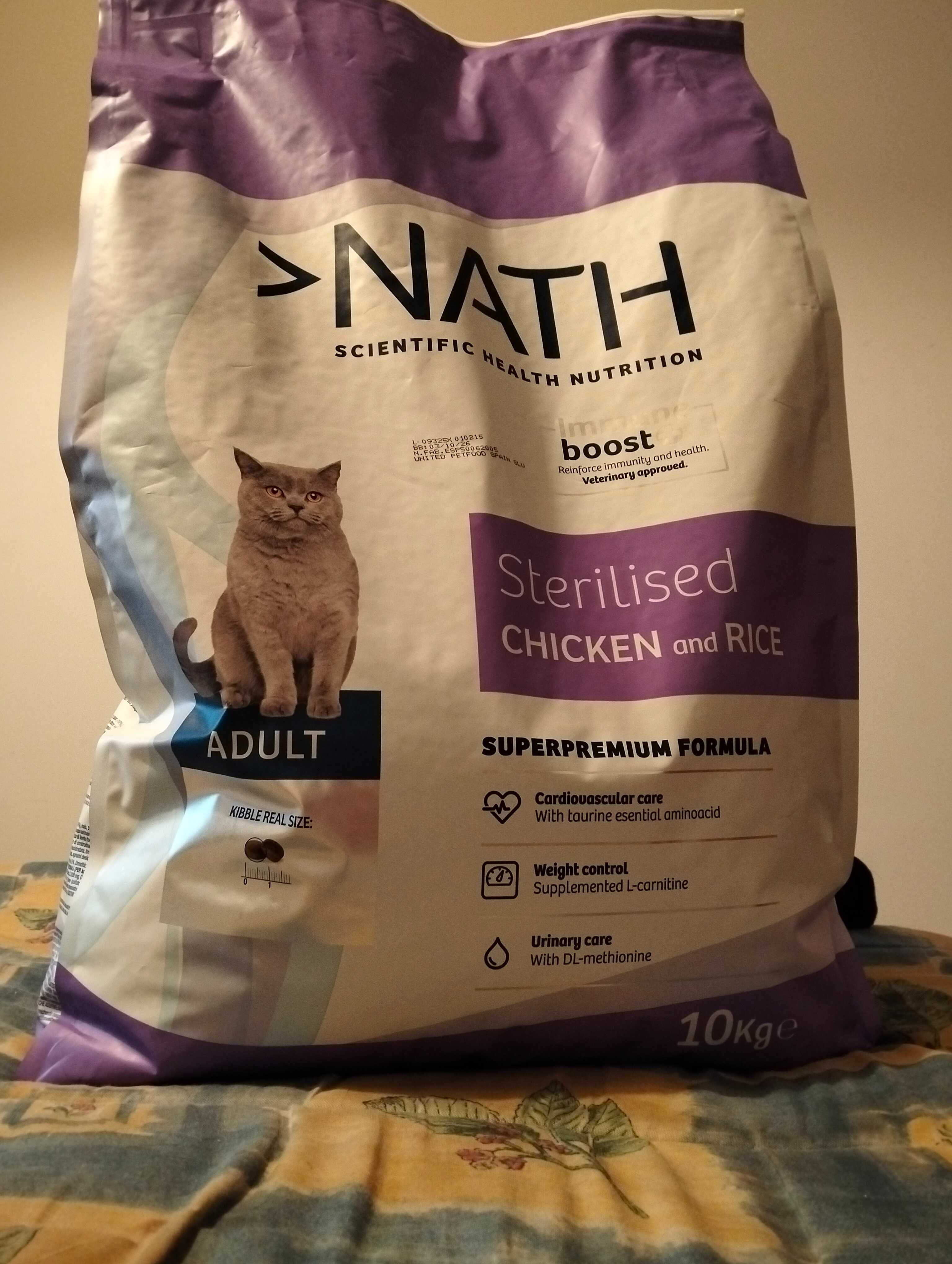 Ração Nath para gato esterilizado de Frango e Arroz, 10kg