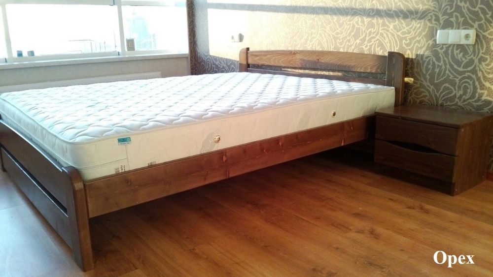 Ліжко Європа з масиву дерева сосна. Посилені ламелі .Суцільна дошка