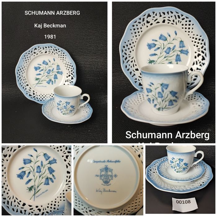 Schumann Arzberg Trio/Zestaw śniadaniowy Kaj Beckman Cobalt Dzwonek