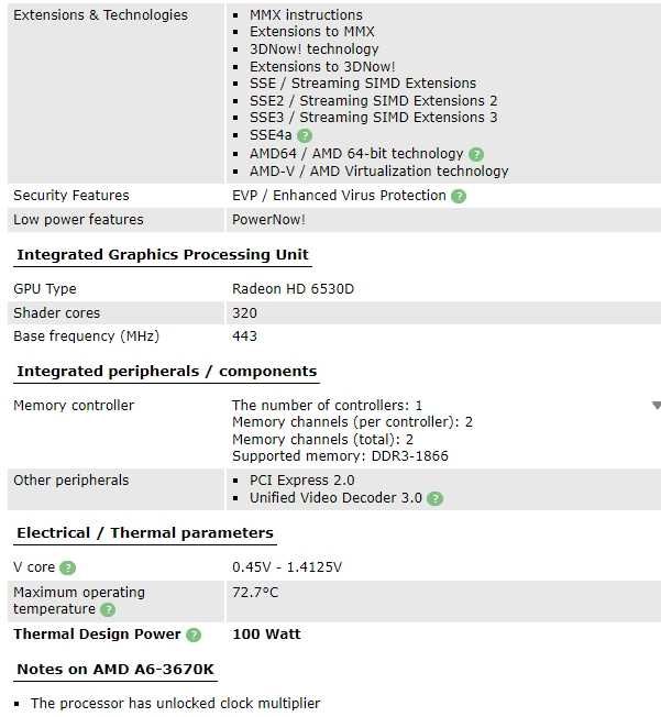 AMD A6-3670K (AD3670WNZ43GX)