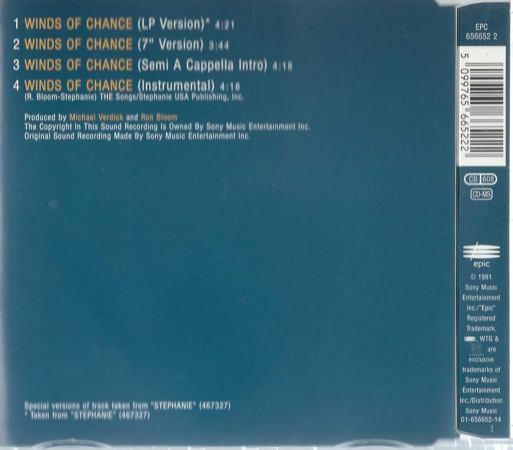 Maxi CD Stephanie - Winds Of Chance (1991) (Epic)