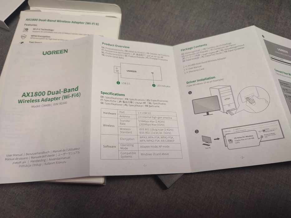 Wi-Fi адаптер Ugreen CM499 AX1800 USB Adapter