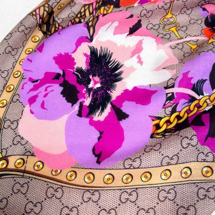 GUCCI Fioletowy element kwiatowy szalik damski szalik szalek