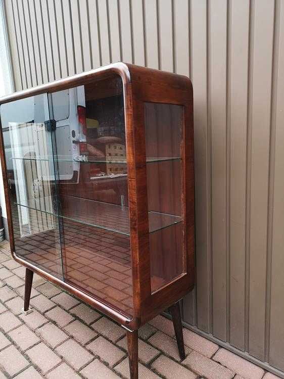 Witryna Biblioteka ART-DECO Orzech Zgrabna Stara Antyk Po Renowacji.