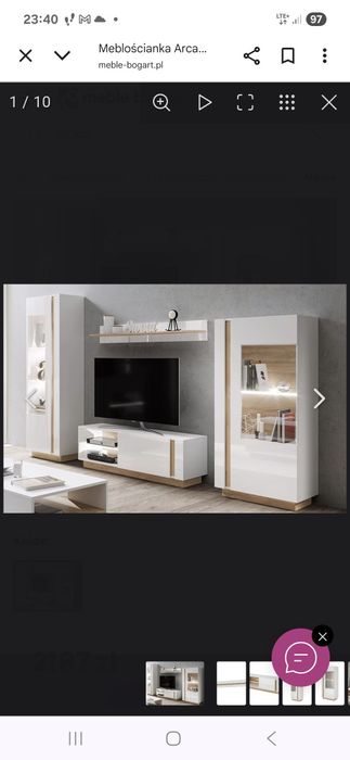 Witryny do salonu Arcano