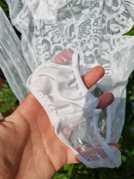 Боди кружевное комбинация белая