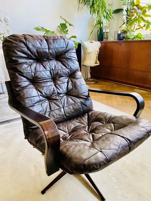 Fotel skórzany obrotowy Bruno Mathsson