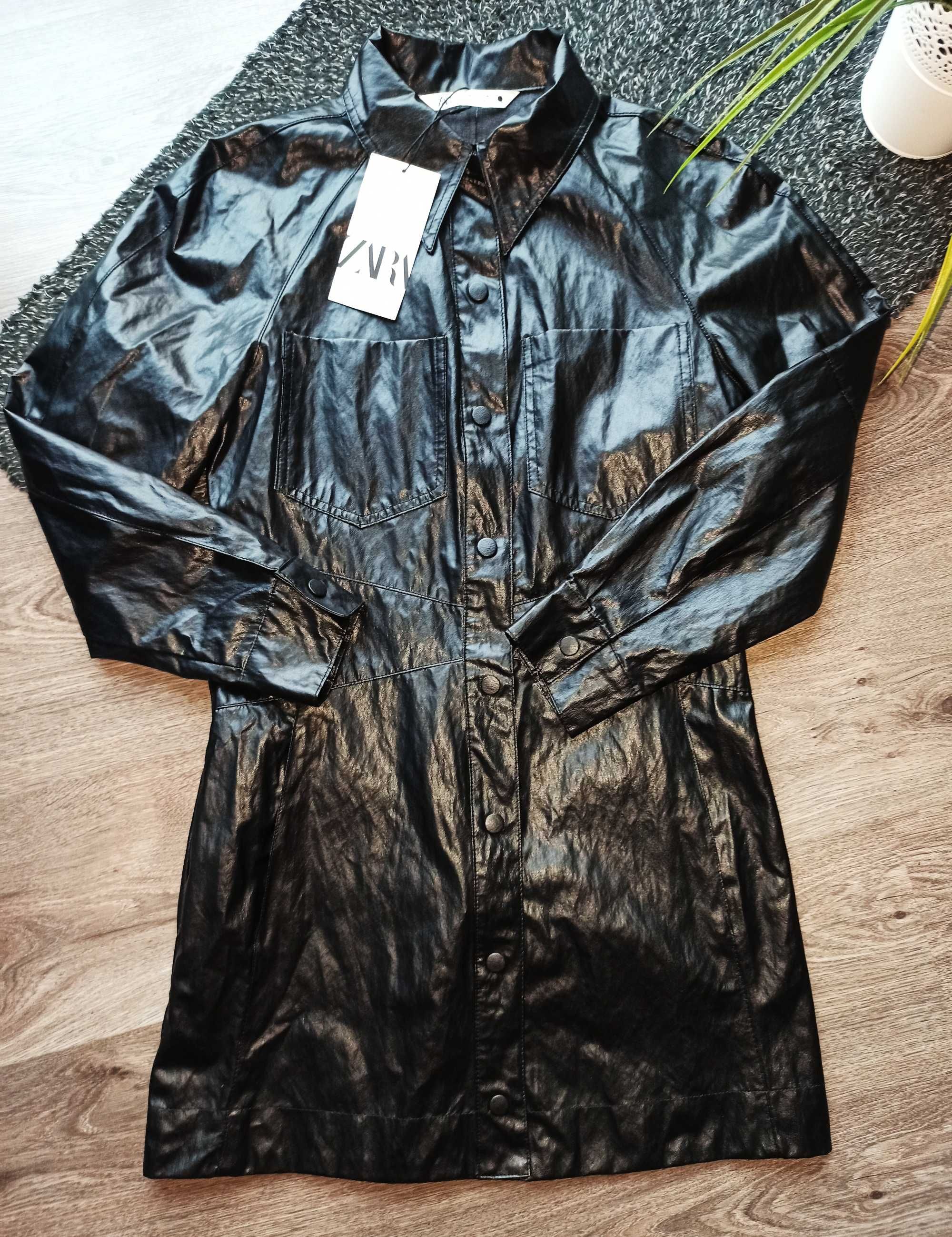 Nowa sukienka mini ze sztucznej skóry Zara r. S