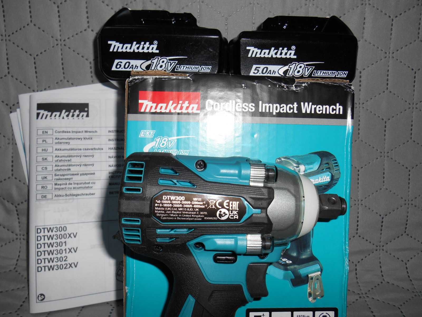 NOWY i MOCNY klucz MAKITA DTW 300 BL 18V - made in U.K. z akumulator