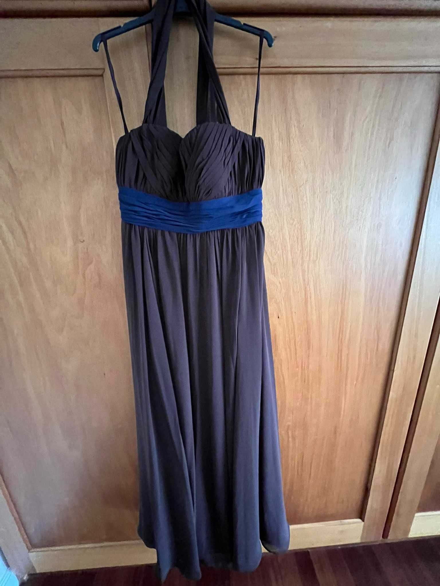 Vestido Comprido com faixa azul