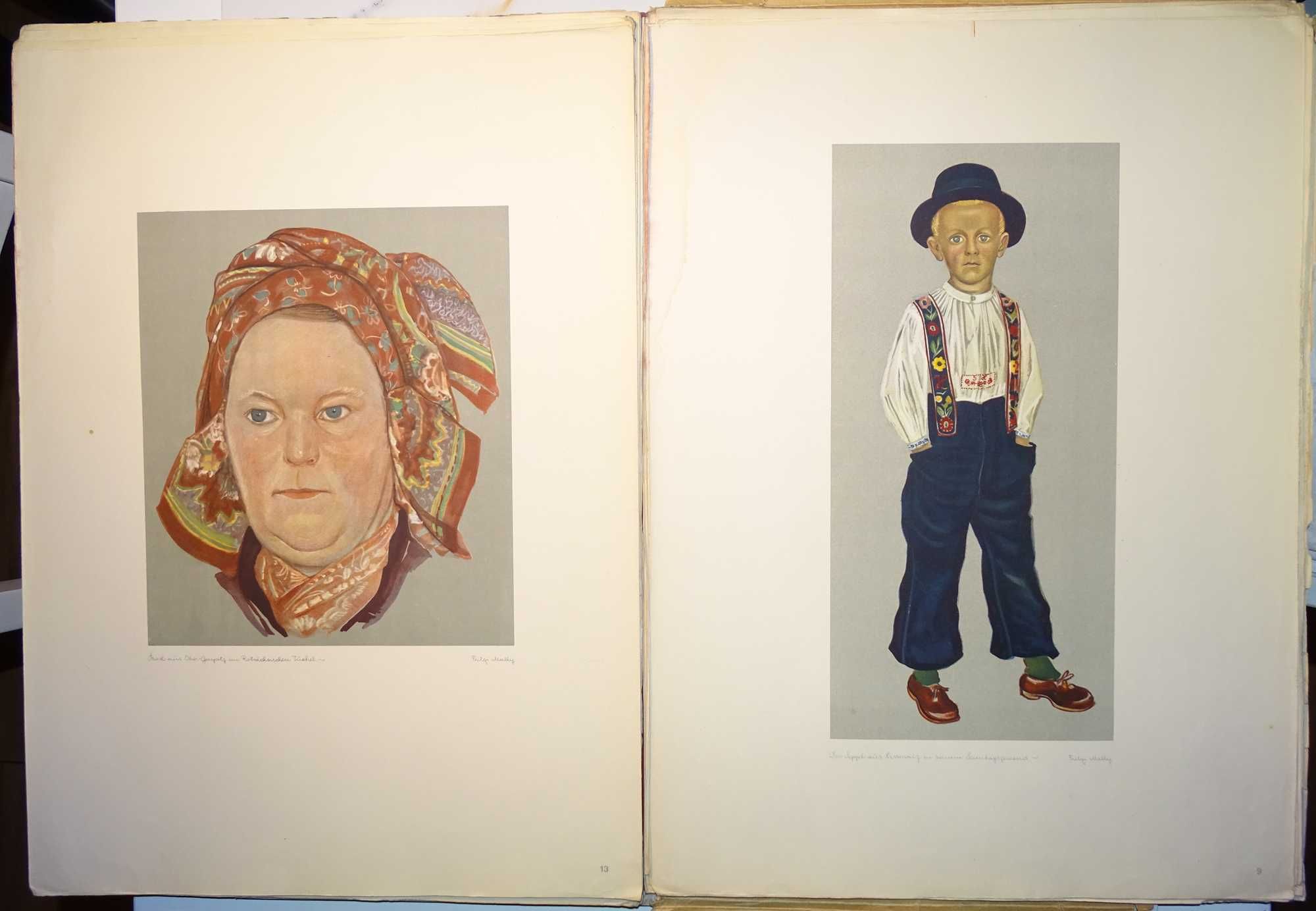 Niemieckie stroje ludowe Sudety 1943 r. autentyk 30 dużych tablic