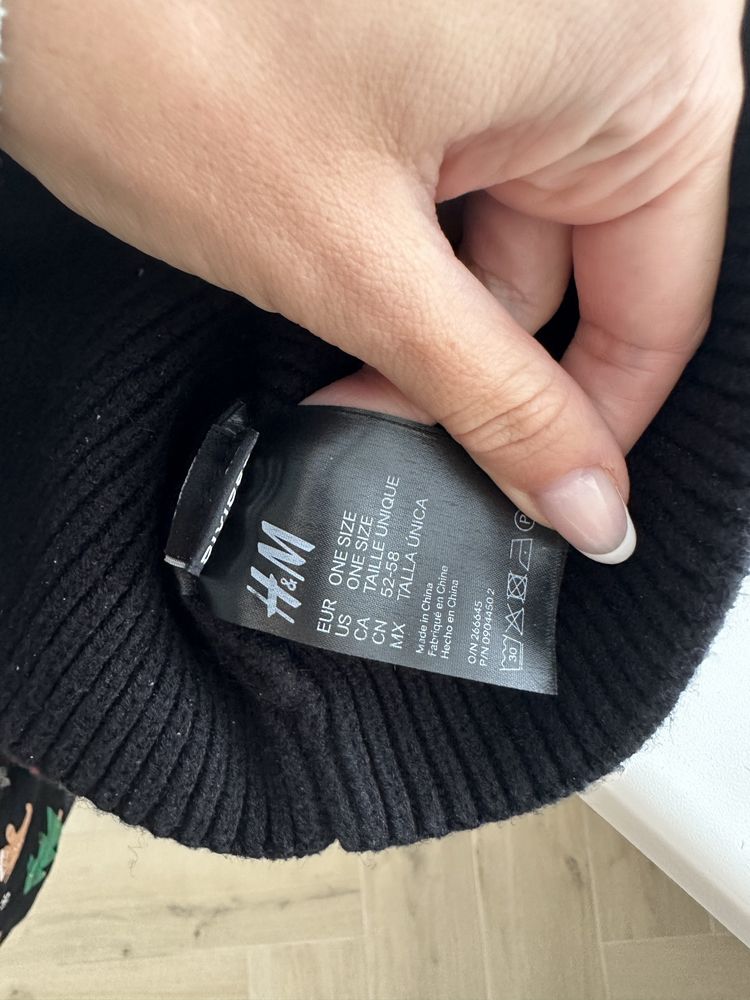 Шапка рубчик вискоза hm черная