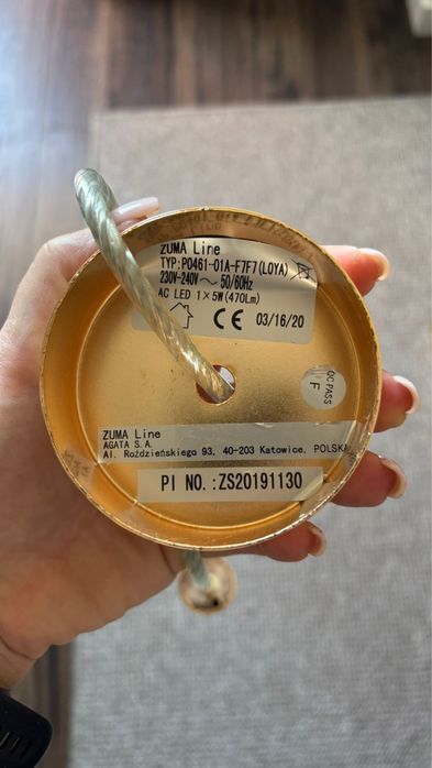 Dwie Zlote lampy wiszace