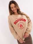Bluza Boston dresowa z naszywkami, beżowa oversize