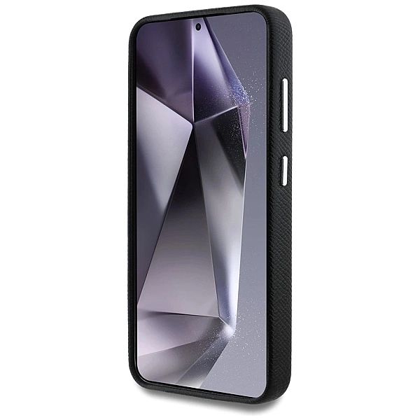 Etui Guess Grained Triangle Logo MagSafe na Samsung Galaxy S25 - czarn