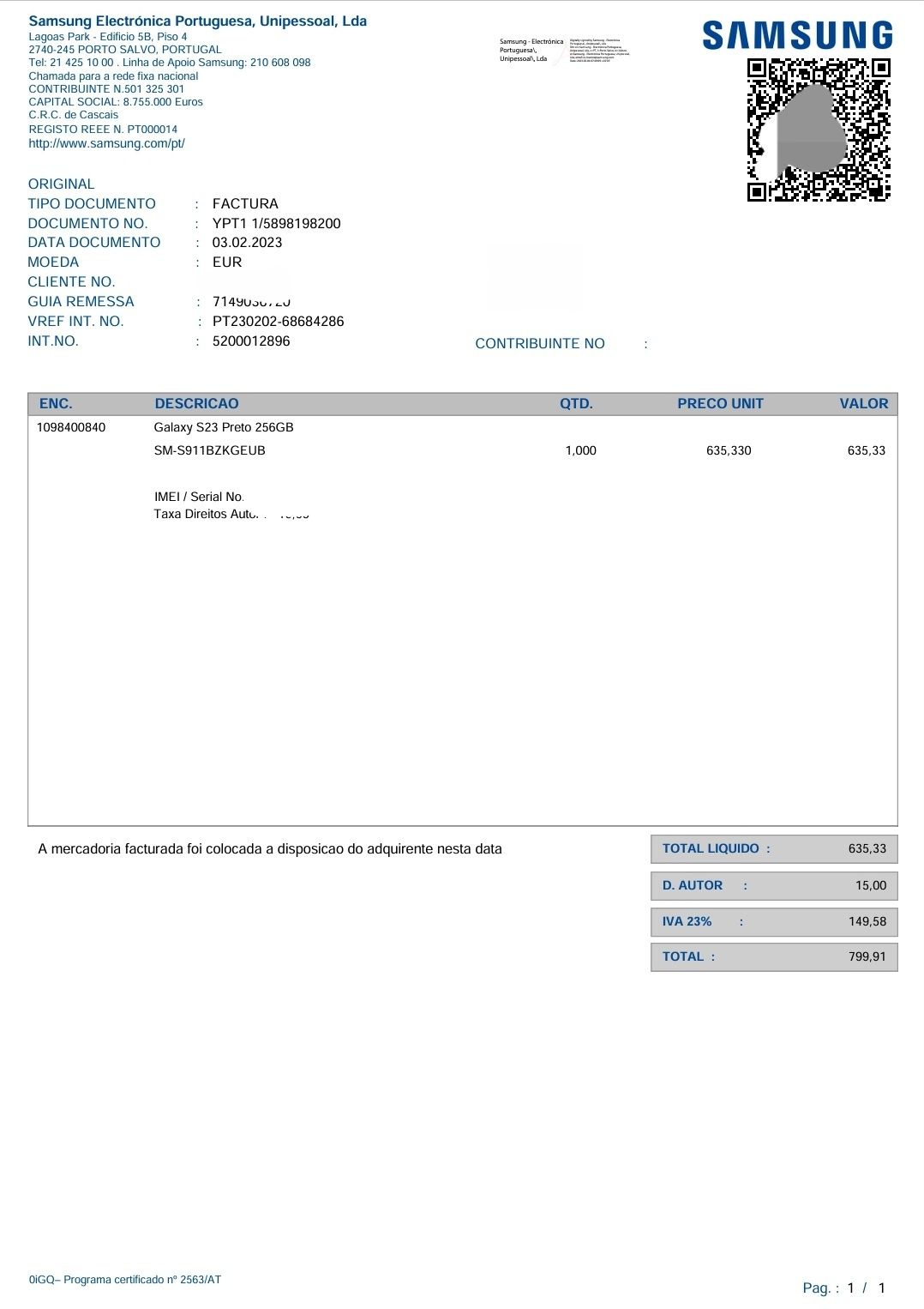 Samsung S23 256gb - Garantia até 2026