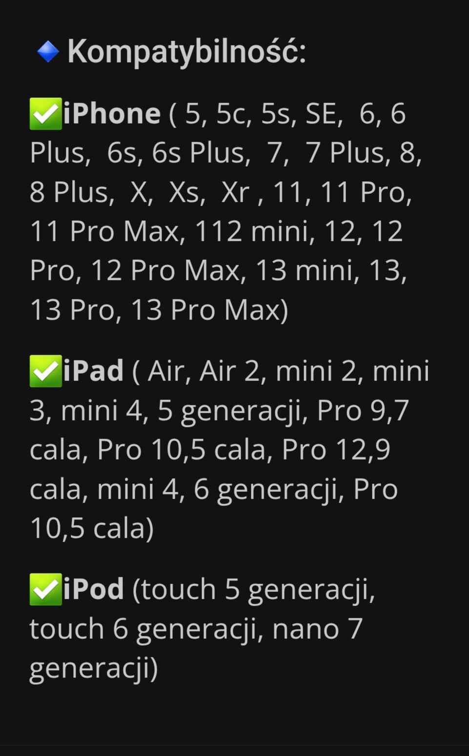 Przewód do IPod, IPad, IPhone