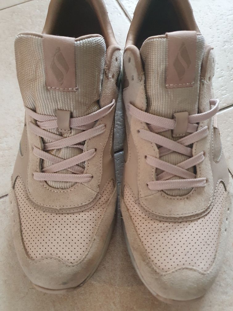 Лёгкие и удобные кроссовки унисекс skechers  кожа