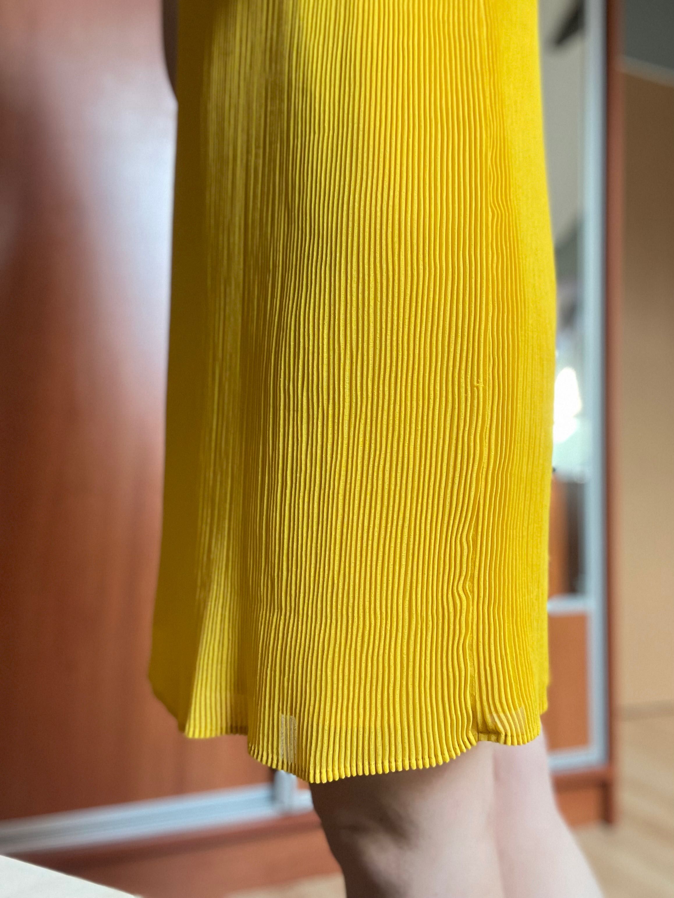 Żółta Sukienka na wesele mango nowa rozmiar s plisowana