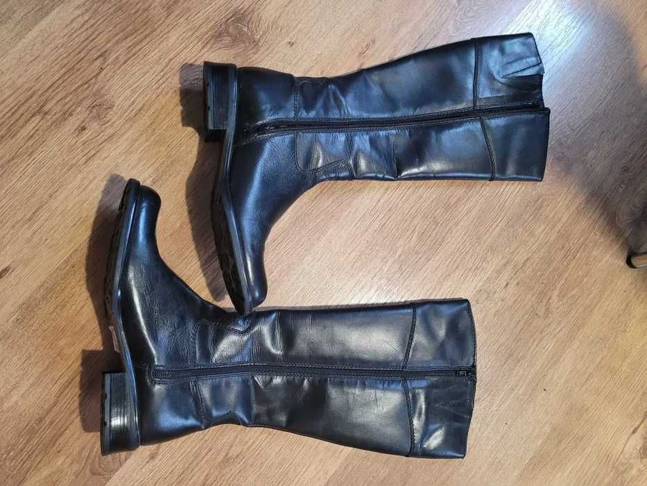 Nowe Kozaki zimowe oficerki 38 skóra naturalna 24,5 cm ocieplane