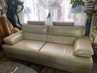 Sofa kanapa skóra naturalna beżowa jak nowa  tzw trójka