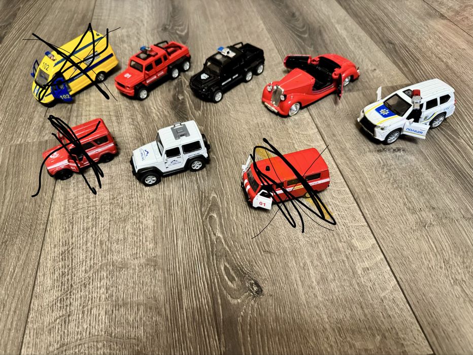 Машинки металеві поліція пожежна