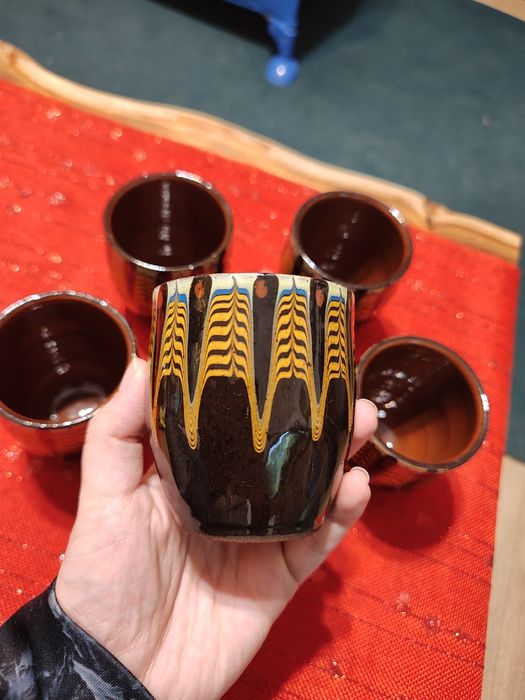 5 sztuk kubków ceramika bułgarska PRL vintage