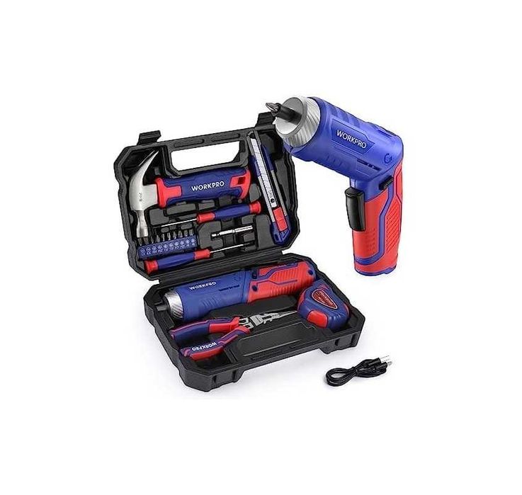 Zestaw narzędzi Workpro 18-częściowy z wkrętarką akumulatorową