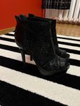 Buty do tańca exotic - botki lakierowane czarne (gladiatorki)