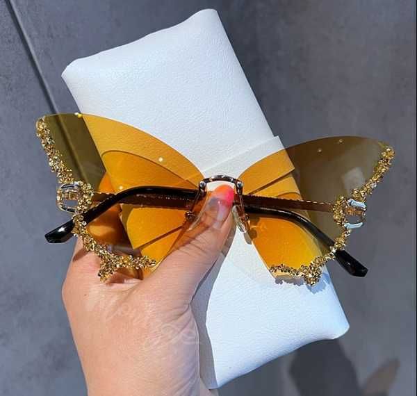 Солнцезащитные очки в виде бабочки со стразами женские, новинка 2023