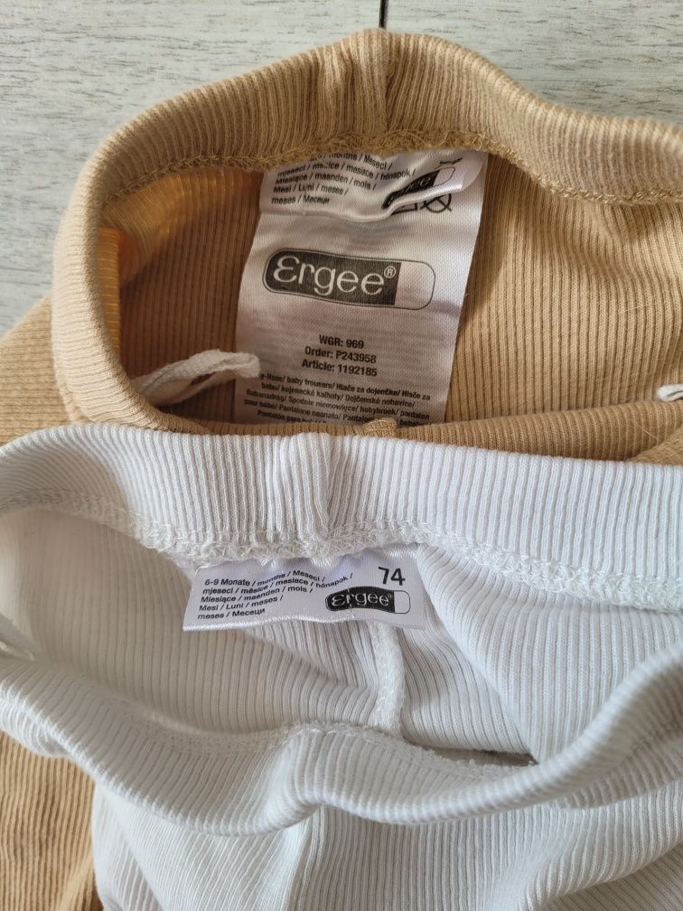 Ergee. 2x legginsy / spodnie prążkowane, rozmiar 74