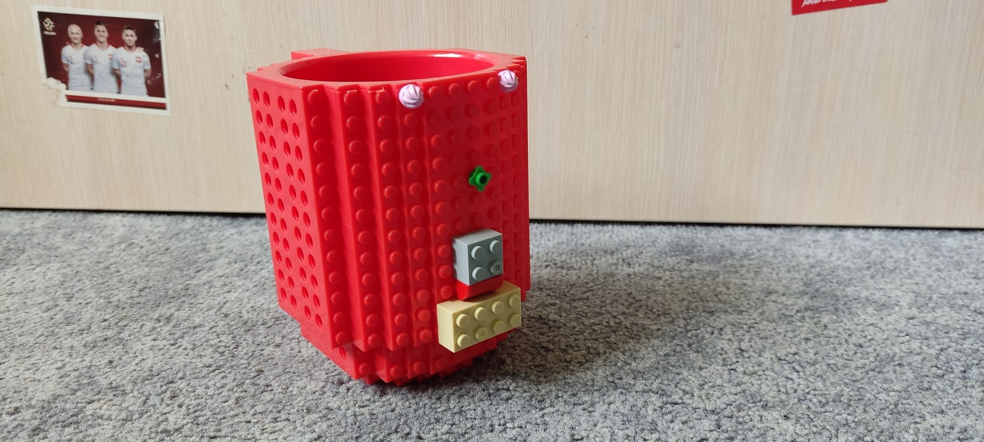 Kubek do lego XXL 350ml kubek do klockow czerwony