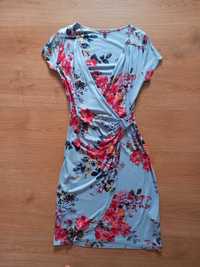 Vestido traçado azul celeste padrão floral Joe Browns T36. Como novo.