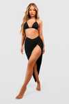 Boohoo 36 S Czarna Spódnica Plażowa Twist Prążkowana D137
