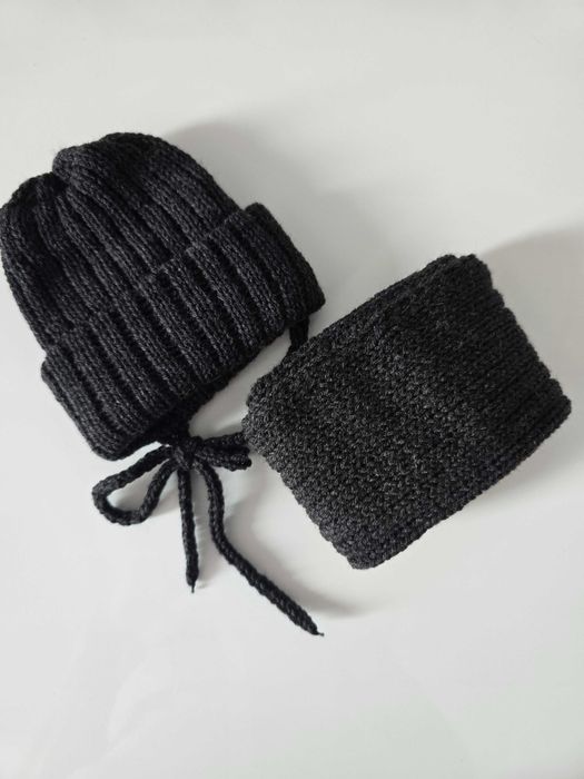 Czapka + szalik zimowy dla noworodka r.56