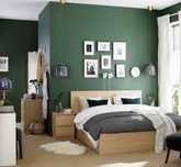 Łóżko ikea malm dąb bejcowany na biało 160x200 dwie szuflady 2x stelaż