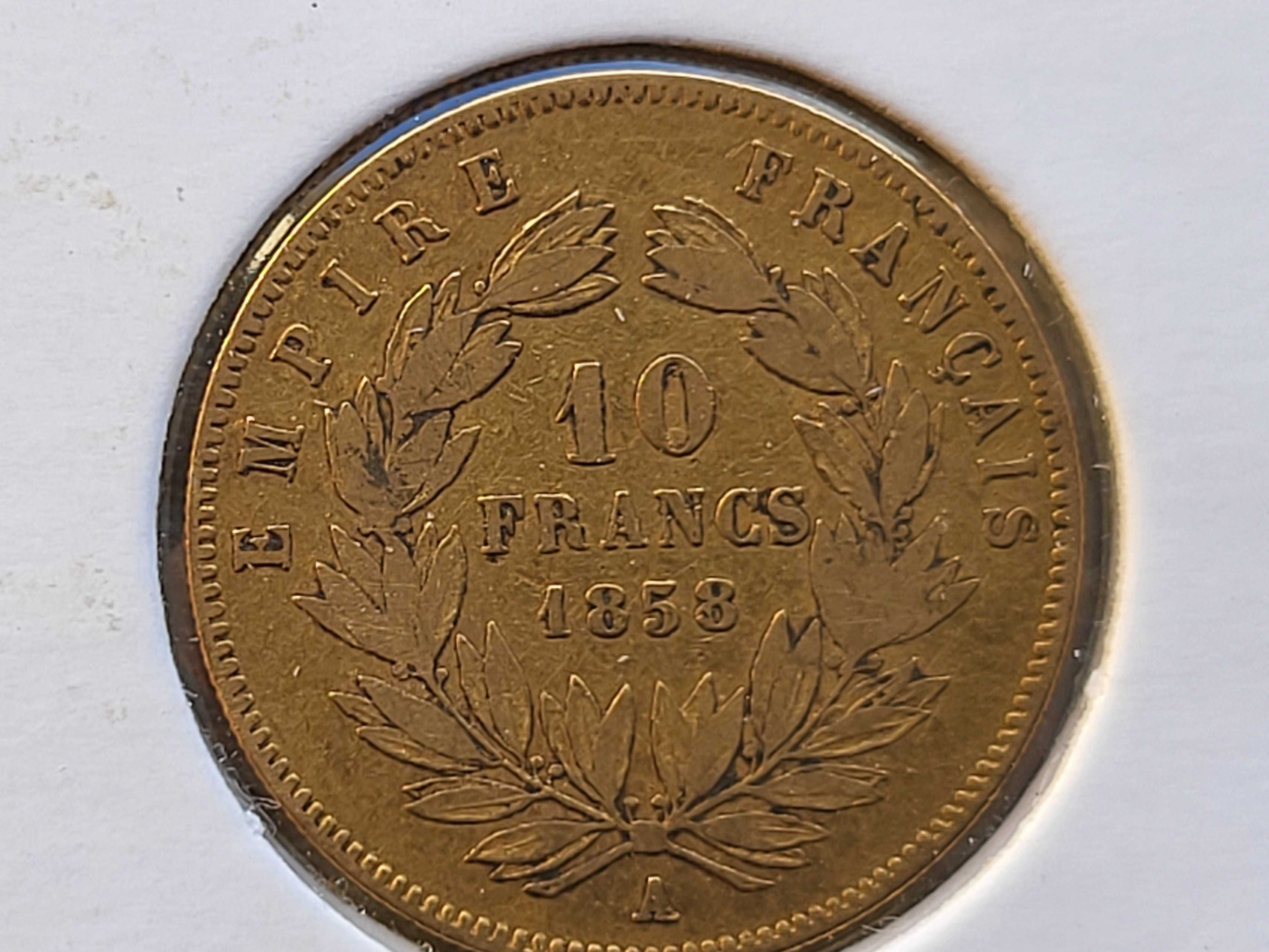 10 Franków 1858 A złota moneta