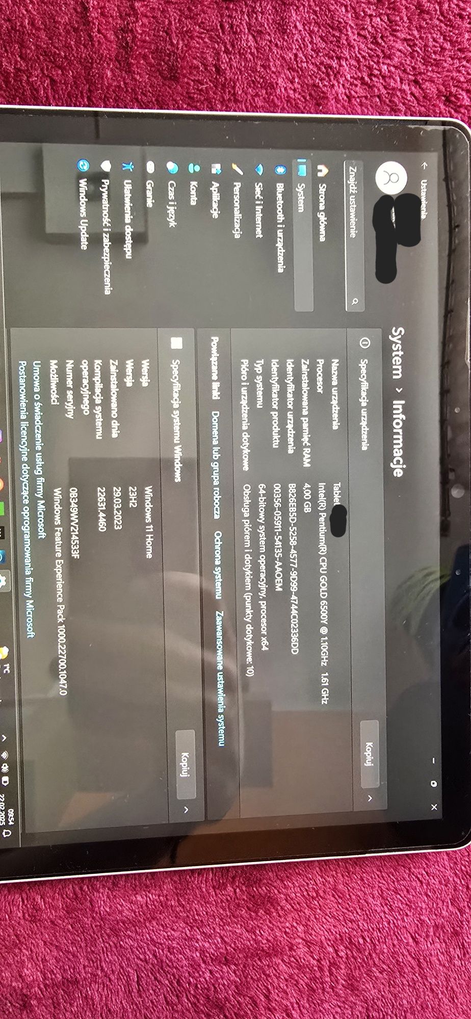 Microsoft Surface Go 3 LTE 6500Y 4/64GB + oryginalna klawiatura