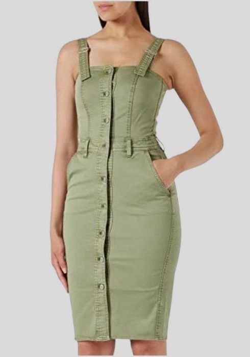Джинсовый сарафан Esprit на пуговицах цвета хаки, р. XL