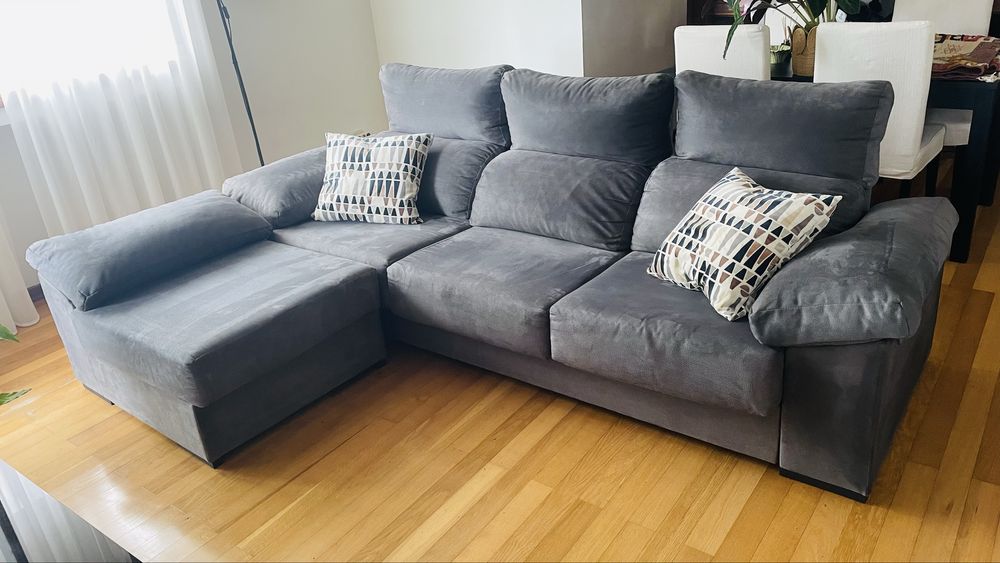 Sofá 3 lugares com chaise longue