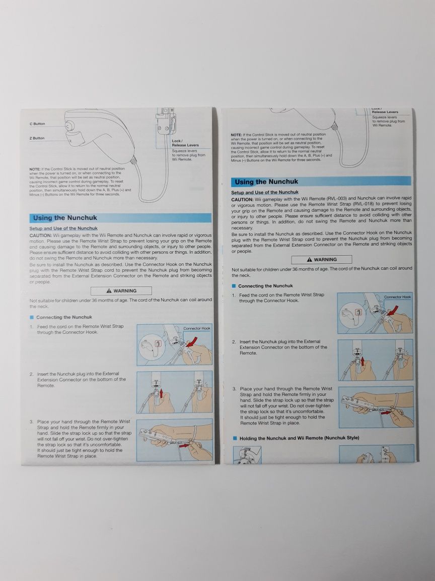 Caixa e manuais do Nunchuk (Comando Nintendo Wii, Concentra)