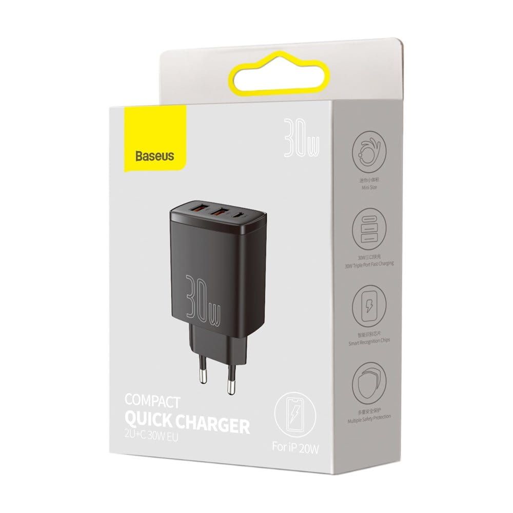Baseus Compact Szybka Ładowarka 30W 3A Pd 2xUSB 1xUSB Typ C Sklep Wawa