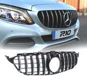 GRELHA FRONTAL MERCEDES W205 14-18 LOOK AMG GT CHROME BLACK
